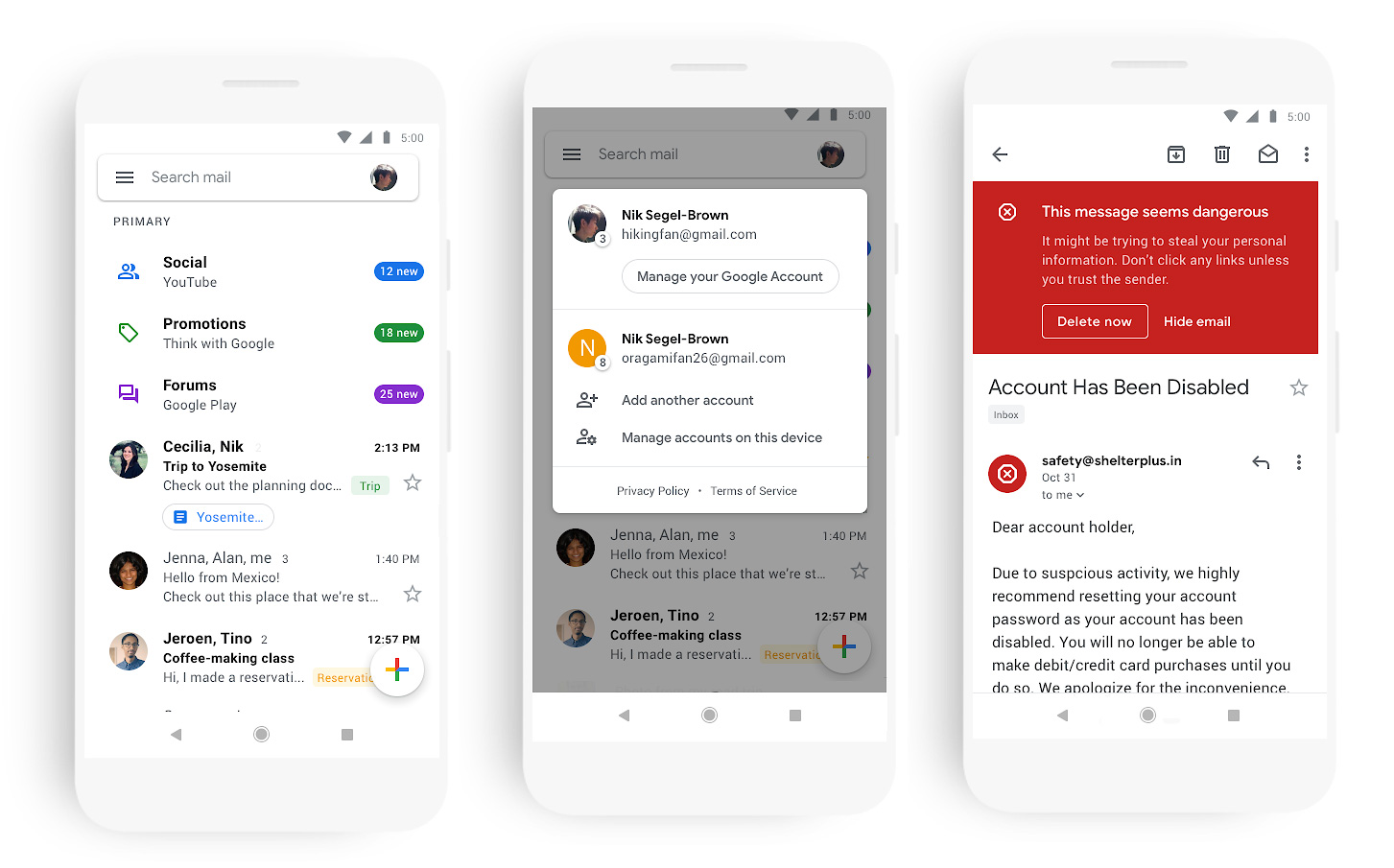 L'application mobile Gmail au Material Design ( Android et iOS )