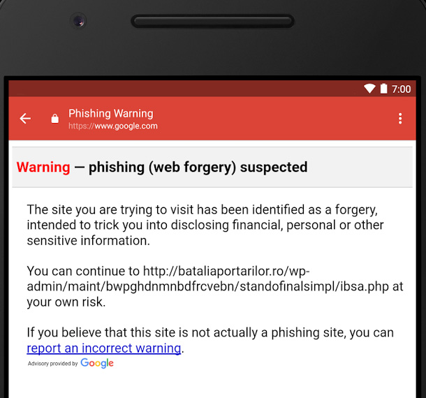 Gmail : Un message d'avertissement pour vous informer que vous courez un risque