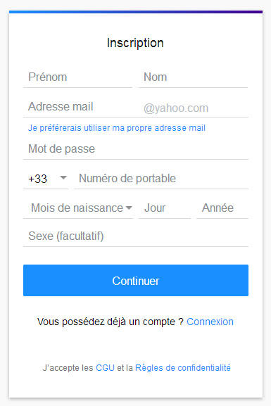 Yahoo Mail créer un compte