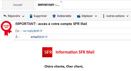 SFR Mail : Email authentique