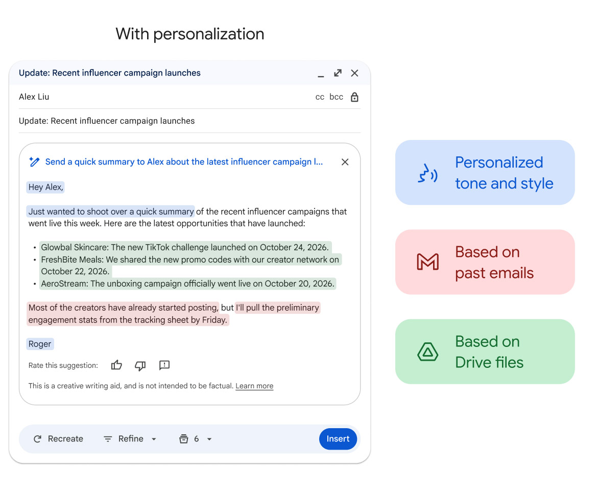 Google améliore « Aidez-moi à écrire » avec Gemini