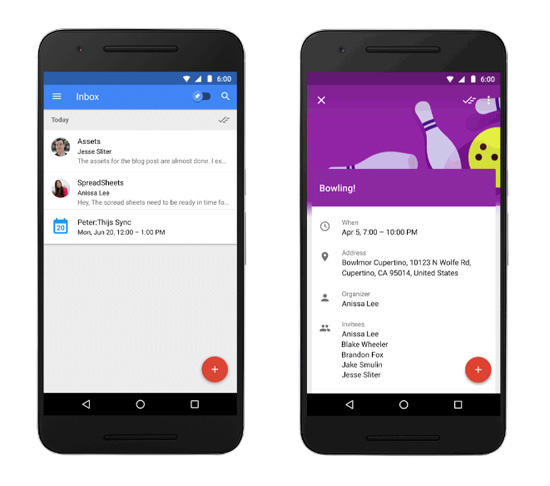 Google Inbox - La gestion des évènements