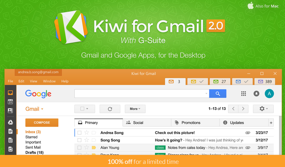 Kiwi pour Gmail (Win&Mac)