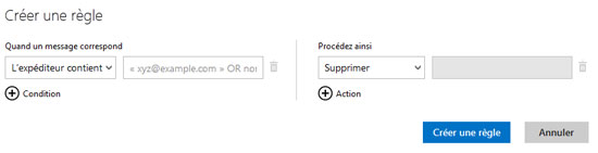 Hotmail (Outlook.com) Créer une règle