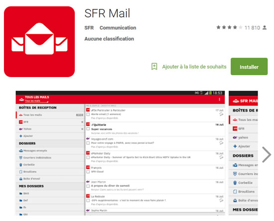 L’application SFR Mail pour les utilisateurs mobiles