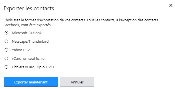 Yaho Mail - Exporter les contacts