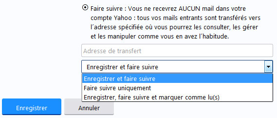 La redirection des messages Yahoo Mail les options