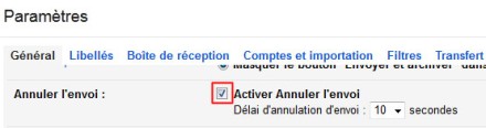 Annuler l'envoi d'un message avec Gmail