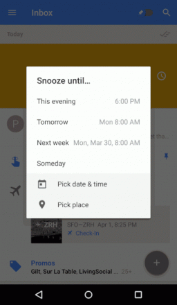 La fonction Snooze paramétrable, une nouveauté signée Google