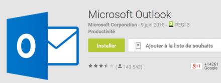 L’application Android Outlook tout version