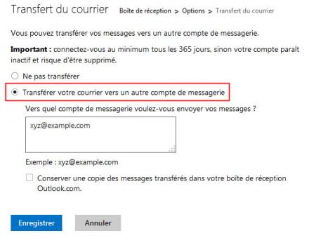 Outlook : Vous pouvez transférer vos messages vers un autre compte de messagerie