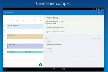 Outlook sur Android et iOS pour améliorer les parties Contacts et Calendrier