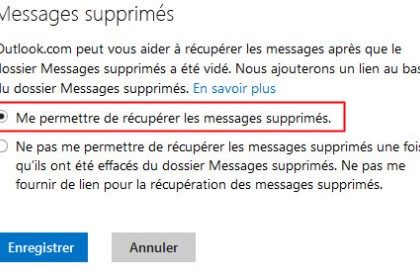 Messages supprimés - me permettre de récupérer les messages supprimés