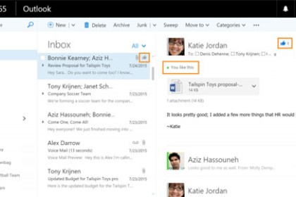 Outlook sur le Web cède aux Likes et autres Mentions