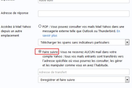 La redirection des messages Yahoo Mail